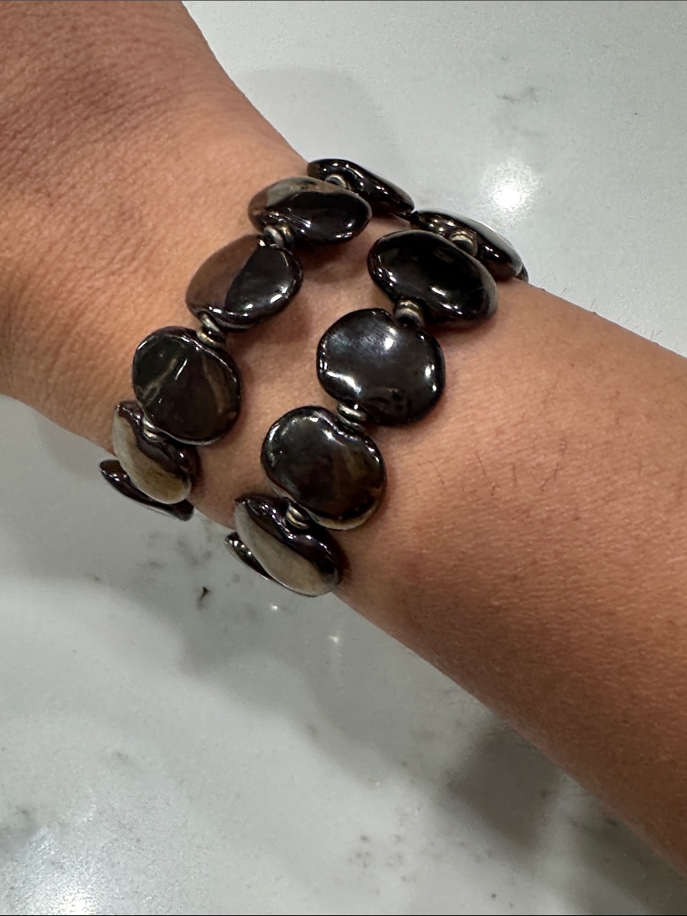 Metallic bead wrap bracelet